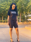 Stay Virtuous and Chill biker short set (black)